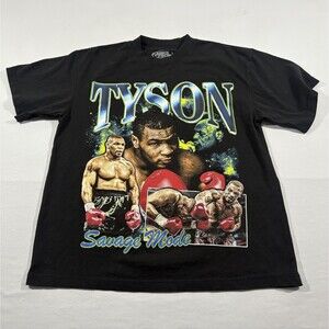 Mike Tyson Mens Savage Mode Black Graphic Print T-shirt Boxing Tee Sz M Rare